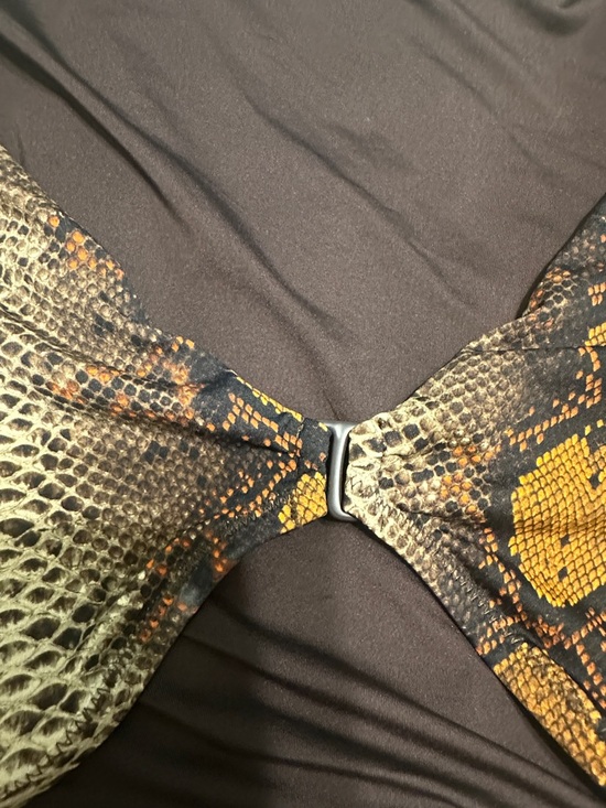 SKIMS Snake Print Long Sleeve Bikini Set in Brown, Black & Cream Size M - Picture 4 of 5